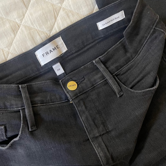 Frame Le Sylvie Kick Boot Black Denim - Picture 1 of 4